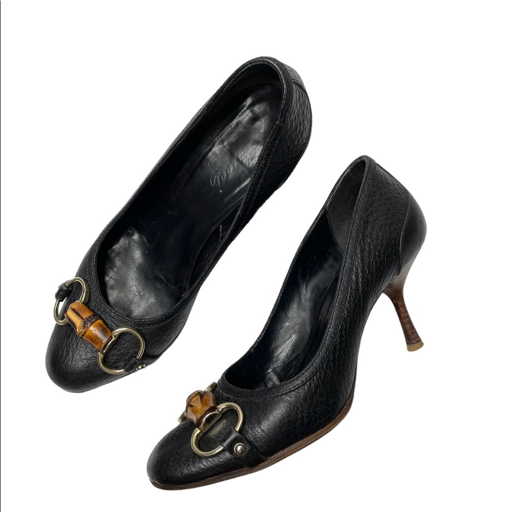 Gucci | Vintage Bamboo Horsebit Round Toe Leather Pumps 5.5B